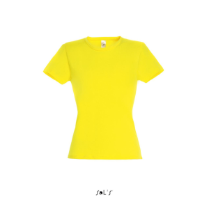 SOL&#039;S MISS Női kereknyakú rövid ujjú pamut póló SO11386, Lemon-XL