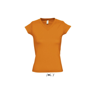 SOL&#039;S MOON Női V-nyakú rövid ujjú pamut póló SO11388, Orange-XL
