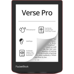 PocketBook e-Reader - PB634 VERSE PRO Passion Red (6&quot;E Ink Carta, Cpu: 1GHz,512MB,16GB,1500mAh, wifi,mSD, IPX8)
