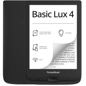PocketBook e-Reader - PB618 BASIC LUX4 Fekete (6&quot; E-Ink Carta, Cpu: 1GHz, 512MB, 8GB, 1300mAh, wifi, USB-C, mSD olvasó)