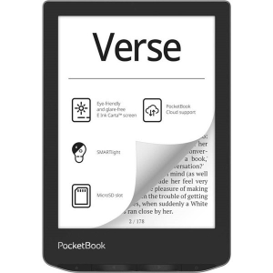 PocketBook e-Reader - PB629 VERSE Mist Grey (6&quot;E Ink Carta, Cpu: 1GHz,512MB,8GB,1500mAh, wifi,mSD, kép megvilágítás)