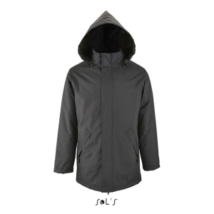 SOL&#039;S ROBYN steppelt bélésű unisex kabát, gallérba rejthető kapucnival SO02109, Charcoal Grey-3XL