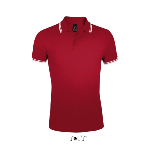 SOL&#039;S PASADENA férfi galléros póló kontrasztos csíkokkal SO00577, Red/White-L