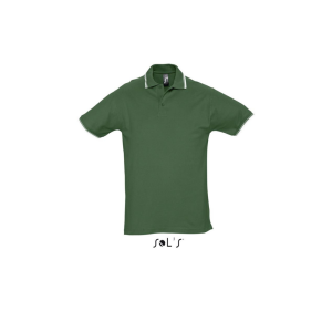 SOL&#039;S PRACTICE rövid ujjú kontrasztcsíkos férfi galléros piké pamut póló SO11365, Golf Green/White-S