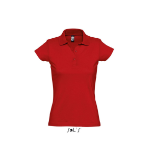 SOL&#039;S PRESCOTT rövid ujjú galléros Női pamut piké póló SO11376, Red-2XL