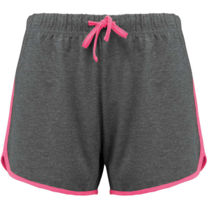 PROACT Női sport rövidnadrág PA1021, Grey Heather/Fluorescent Pink-2XL
