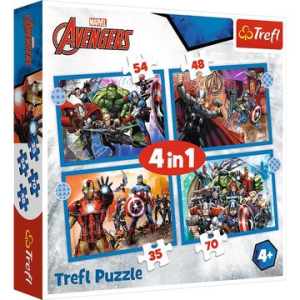 Trefl : Bátor bosszúállók 4 az 1-ben puzzle - 35, 48, 54, 70 darabos (34386) (34386)