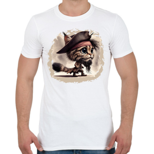 PRINTFASHION Hiúz Jack Sparrow kapitány jelmezben - Férfi póló - Fehér