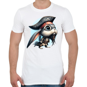PRINTFASHION Nyuszi Jack Sparrow kapitány jelmezben - Férfi póló - Fehér