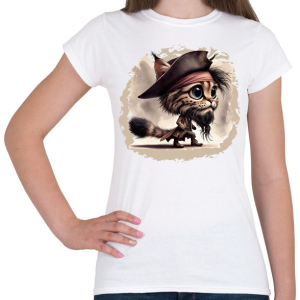 PRINTFASHION Hiúz Jack Sparrow kapitány jelmezben - Női póló - Fehér