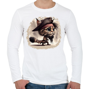 PRINTFASHION Hiúz Jack Sparrow kapitány jelmezben - Férfi hosszú ujjú póló - Fehér