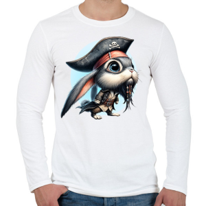 PRINTFASHION Nyuszi Jack Sparrow kapitány jelmezben - Férfi hosszú ujjú póló - Fehér