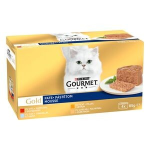 Gourmet 4db-tól : GOURMET GOLD Pástétom nedves macskaeledel 4x85g , ( marha-tonhal-máj-pulyka )