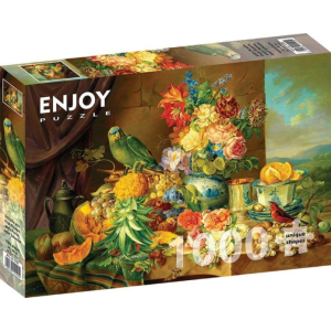 Enjoy 1000 db-os puzzle - Josef Schuster: Still Life with Fruit Flowers and a Parrot (1191)