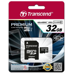 Transcend SD microSD Card 32GB Transcend SDHC UHS1 w/adapter (TS32GUSDU1)