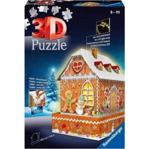 Ravensburger 3D Puzzle 216 Épületek éjjel: Mézeskalács házikó