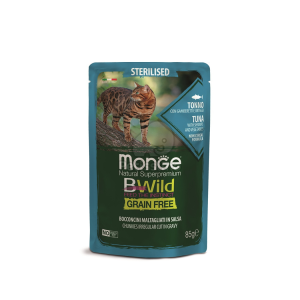  Monge BWild Grain Free Sterilised nedves macskatáp - tonhal rákkal és zöldségekkel 85 g