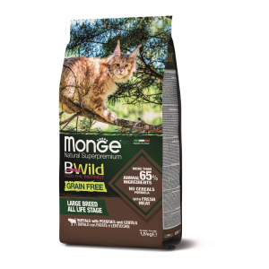  Monge BWild Grain Free száraztáp nagytestű macskáknak - bölény, burgonya, lencse 1,5 kg