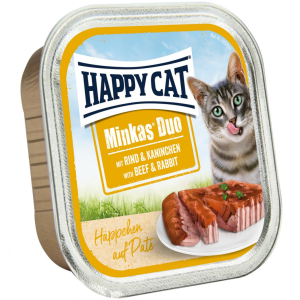Happy Cat minkas duo marha-nyúl tálcás nedveseledel 100g