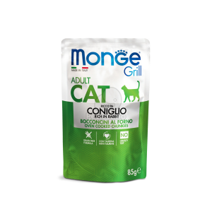  Monge Grill Cat Adult Nyulas Falatok Aszpikban 12 x 85 g (nyulas és bárányos)