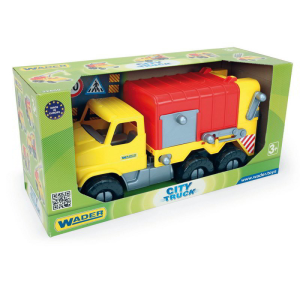 Wader : City Truck kukás teherautó - Piros/sárga