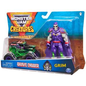 Spin Master Monster Jam Grave Digger kisautó Grim figurával (1:64) - Fekete