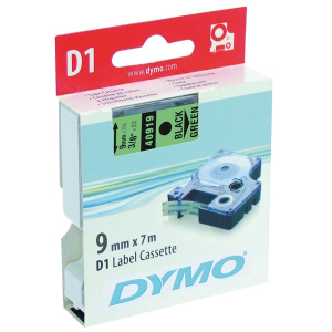 DYMO Utángyártott Dymo 40919, S0720740, 9mm x 7m fekete nyomtatás / zöld alapon, kompatibilis szalag