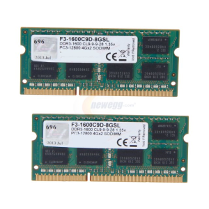 G.Skill SO DDR3 8GB PC 12800 CL9 G.Skill 1,35V (2x4GB) 8GSL (F3-1600C9D-8GSL)