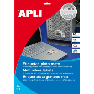 APLI 210x297mm poliészter időjárásálló Etikett 20 etikett/csomag Ezüst