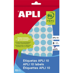 APLI 10mm Kézzel írható kör etikett 1008db/csomag - Kék