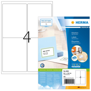 HERMA 99,1x139 mm Címke tintasugaras és lézer nyomtatóhoz (400 címke / csomag)