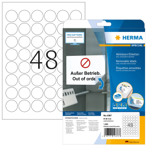 HERMA 30 mm Kör címke tintasugaras és lézer nyomtatóhoz (1200 címke / csomag)