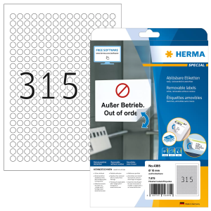 HERMA 10 mm Kör címke tintasugaras és lézer nyomtatóhoz (7875 címke / csomag)