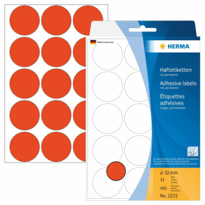 HERMA 32 mm átmérőjű Jelölő pötty piros (480 cimke / csomag)