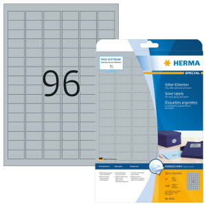 HERMA 30,5 x 16,9 mm Címke lézer nyomtatóhoz ezüst (2400 címke / csomag)
