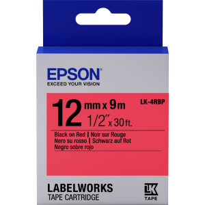 Epson LK-4RBP 12mm x 9m Címkekazetta Pasztell Fekete/Piros