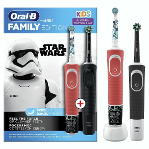 Oral-B Vitality Pro D103 + Kids D100 Star Wars Elektromos fogkefe Duopack - Fekete/Narancssárga (2db)
