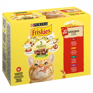 Nestlé Purina Friskies szószban marhával/csirkével/kacsával/báránnyal macskaeledel 12 x 85 g