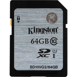 Kingston 64GB SDXC Class10 UHS-I 45MB/s Read Flash Card (SD10VG2/64GB)