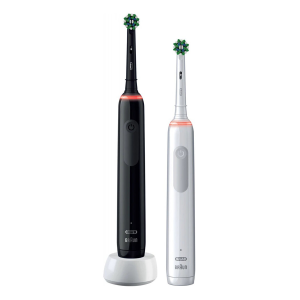 Oral-B Pro 3 3900 Elektromos fogkefe Duopack - Fekete/Fehér (2 db) (4210201291343)