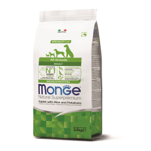  Monge Speciality Line All Breeds Adult Monoprotein - nyúl, rizs és burgonya 2,5 kg