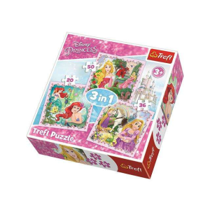 Trefl Disney Hercegnők és a kis kedvenceik 3 az 1-ben puzzle - Trefl