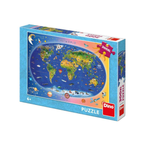 Dino Bikes Puzzle 300 db XL - világtérkép gyerekeknek