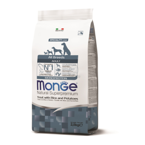  Monge Speciality Line All Breeds Adult Monoprotein száraz kutyatáp - pisztráng, rizs és burgonya 2,5 kg