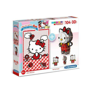 Clementoni : Hello Kitty 2 az 1-ben 104 db-os puzzle és modell figura