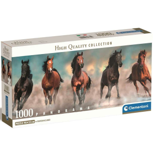 Clementoni Vágtató lovak 1000 db-os HQC panoráma puzzle 98×33 cm – Clementoni