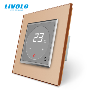 LIVOLO C7TMSG LIVOLO érintős hőmérséklet kapcsoló, termosztát, 250V 16A, ezüst-arany kristályüveg