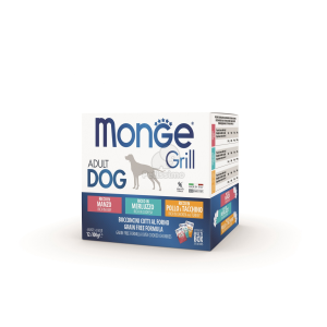  Monge Grill Dog Adult vegyes falatok - marha/tőkehal/csirke-pulyka 12 x 100 g