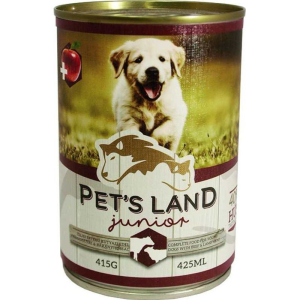 Pet&#039;s Land Pet s Land Dog Junior Konzerv Marhamáj-Bárányhús almával 415g