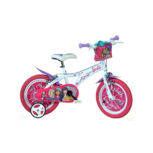 Dino Barbie rózsaszín-fehér kerékpár 16-os méretben